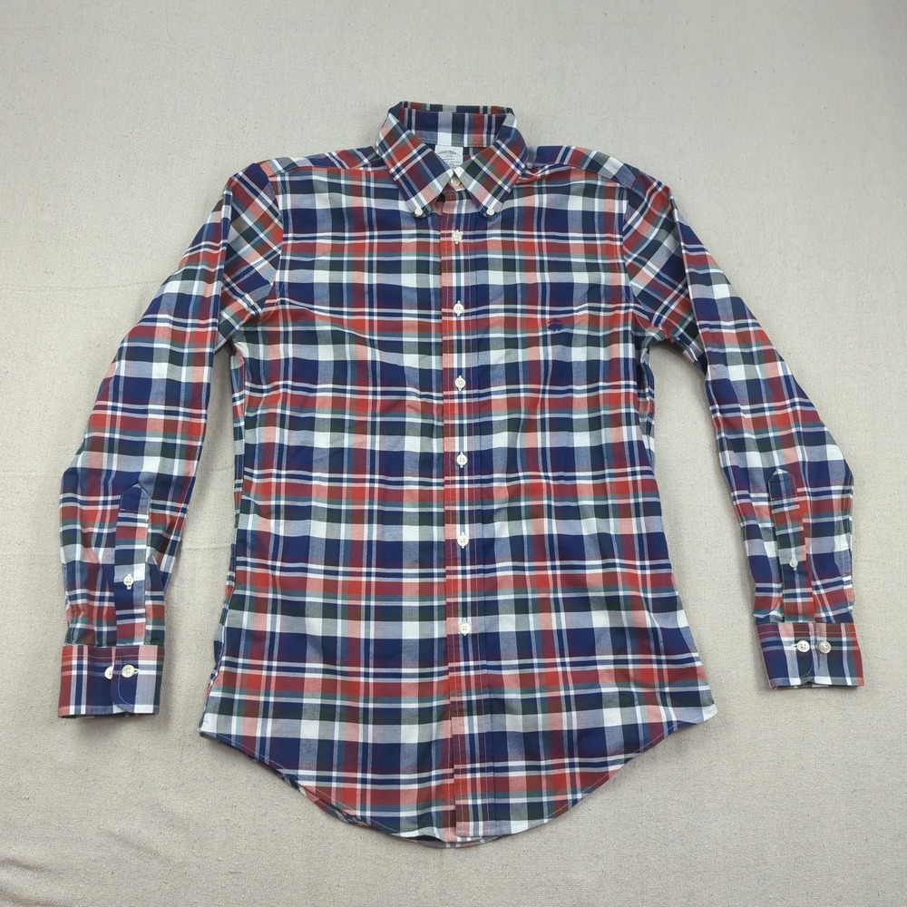 Brooks Brothers Shirt Mens Small Red Plaid Oxford Regent Preppy 1818